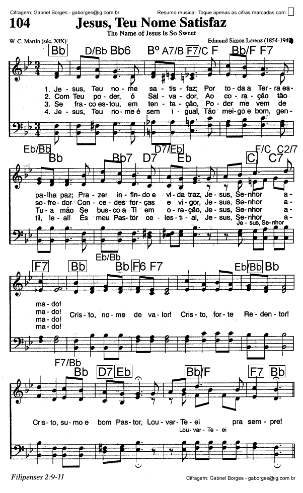 Partitura O Senhor Meu Pastor É